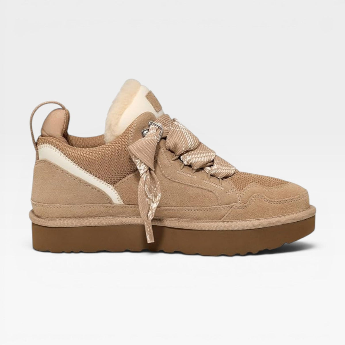 Women's Shearling Lined Sneakers – Cozy Genuine Suede Chunky Trainers