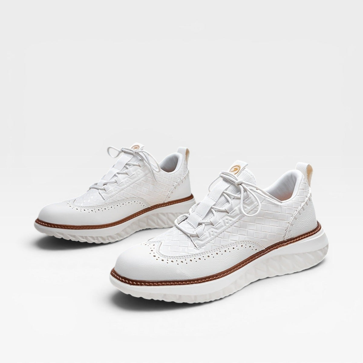 Men's Leather Brogue Trainers – Smart Casual Lace Up Sneakers