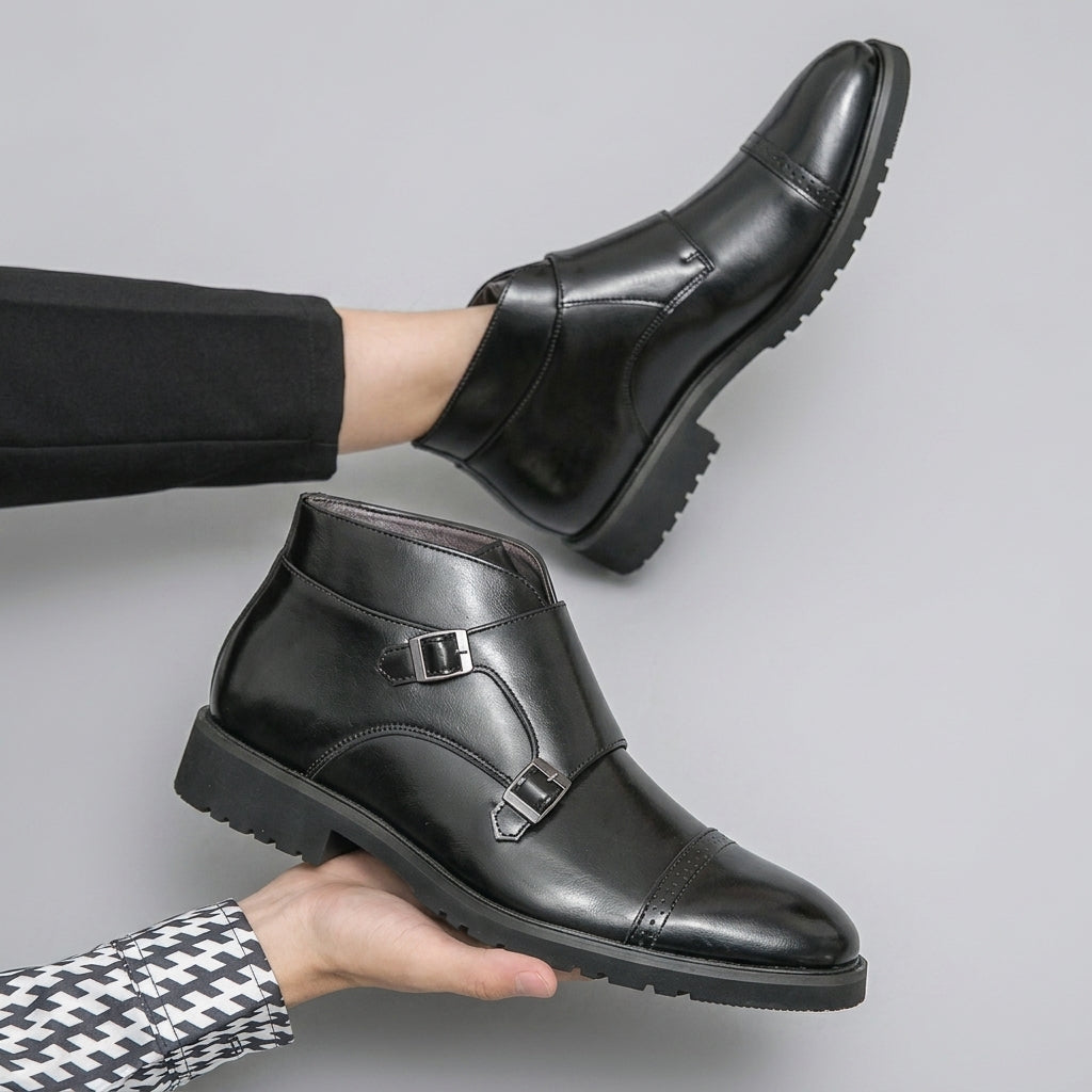 Men's Leather Monk Strap Ankle Boots