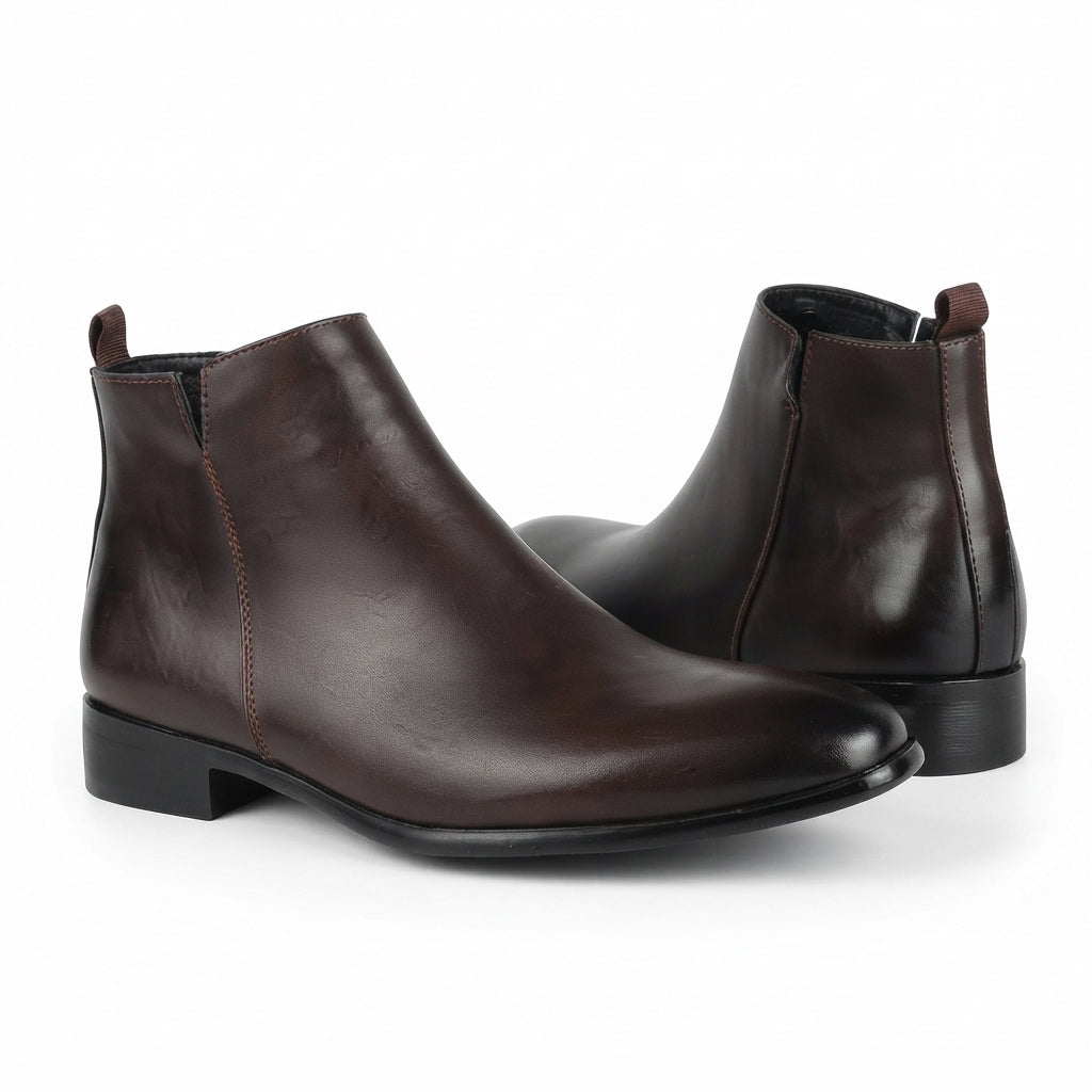 Men's Polished Leather Ankle Boots