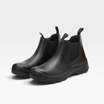 Men's Cowhide Leather Work Boots – Reinforced Toe Slip On Boots