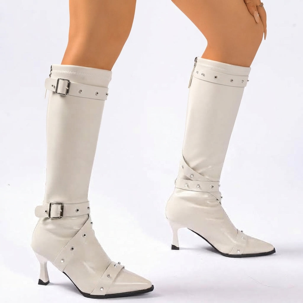 Women's Bold Heeled Knee High Boots
