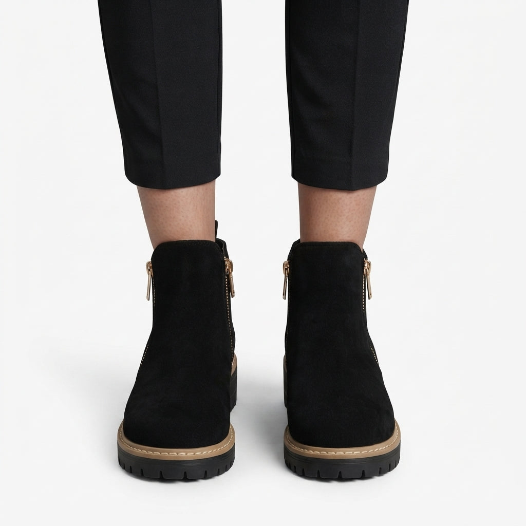 Women's Orthopedic Side Zip Heeled Ankle Boots