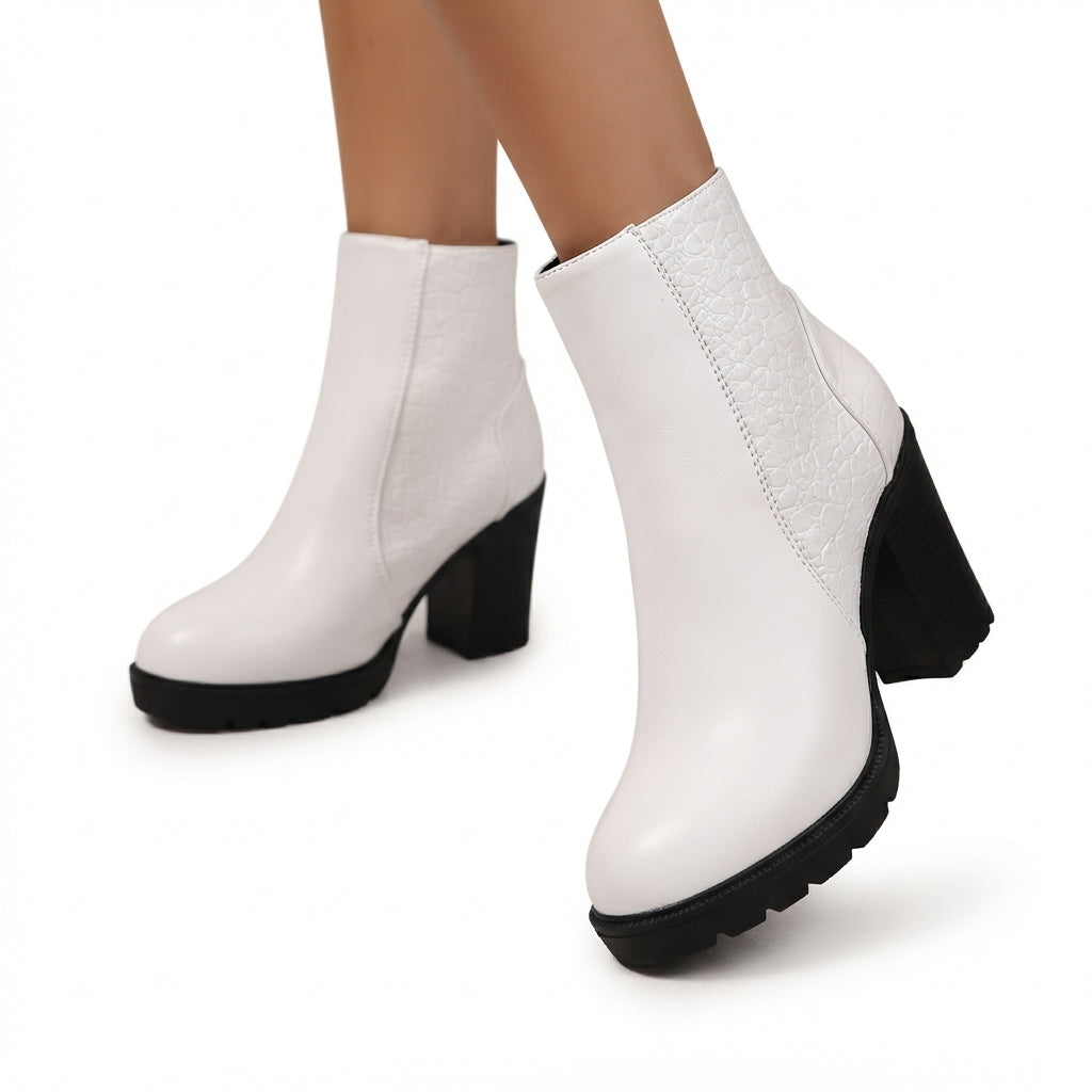 Women's Croc Heeled Ankle Boots