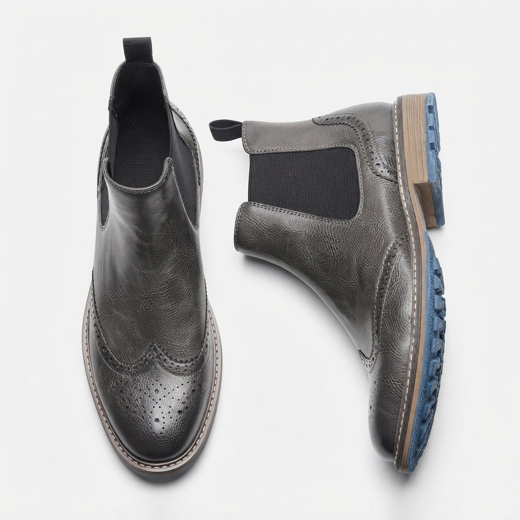 Men's Polished Brogue Chelsea Boots