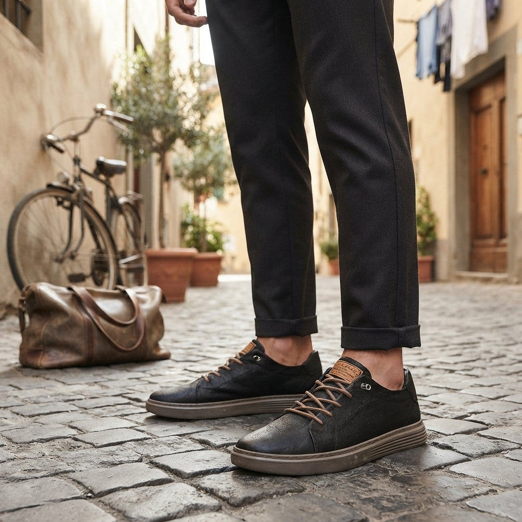 Men's Lace-Up Leather Trainers
