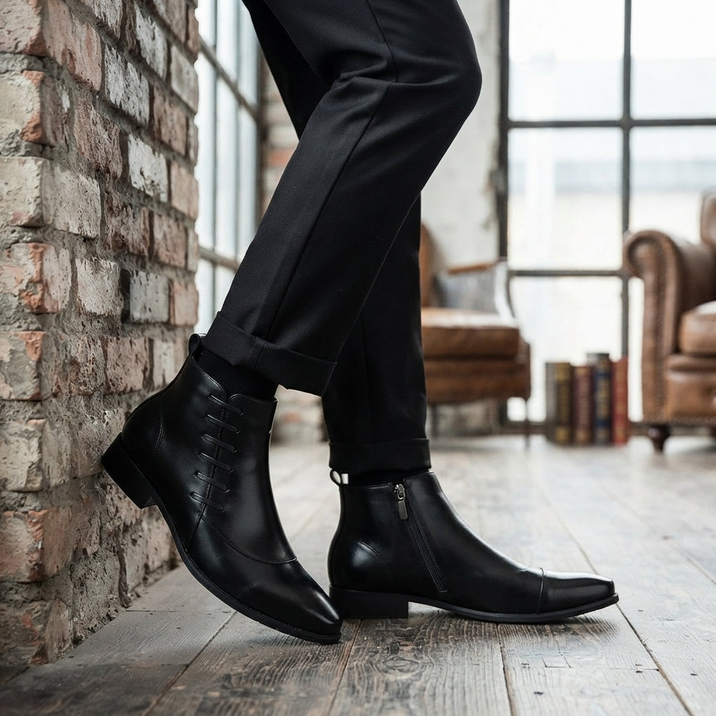 Men's Polished Pointed Toe Ankle Boots