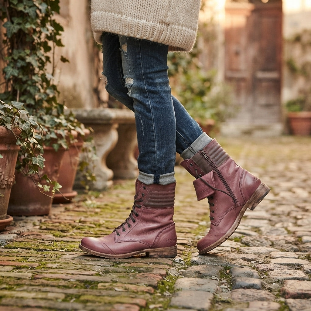 Women's Rugged Lace-Up Combat Boots