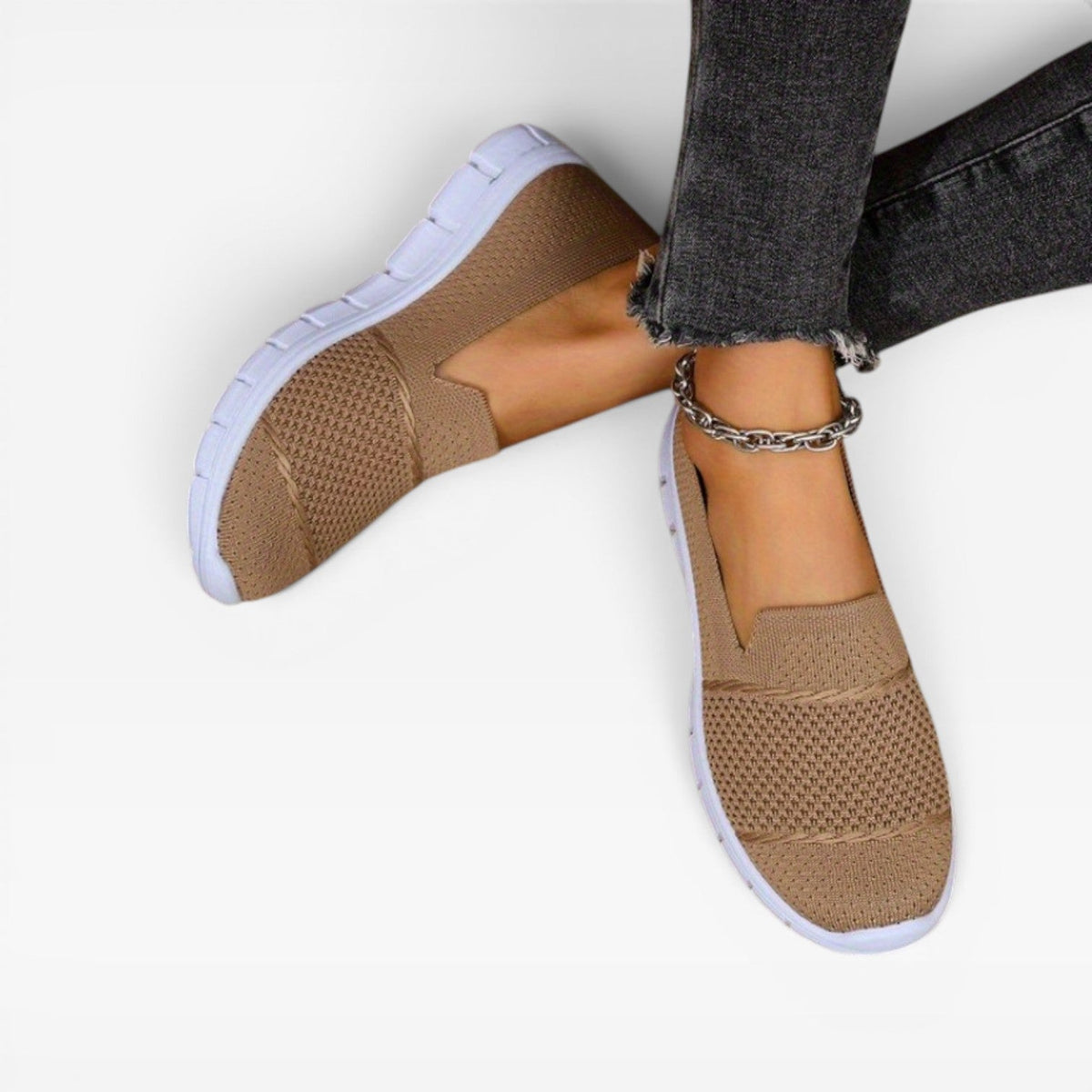Women's Breathable Knit Slip On Sneakers – Lightweight Comfort Trainers