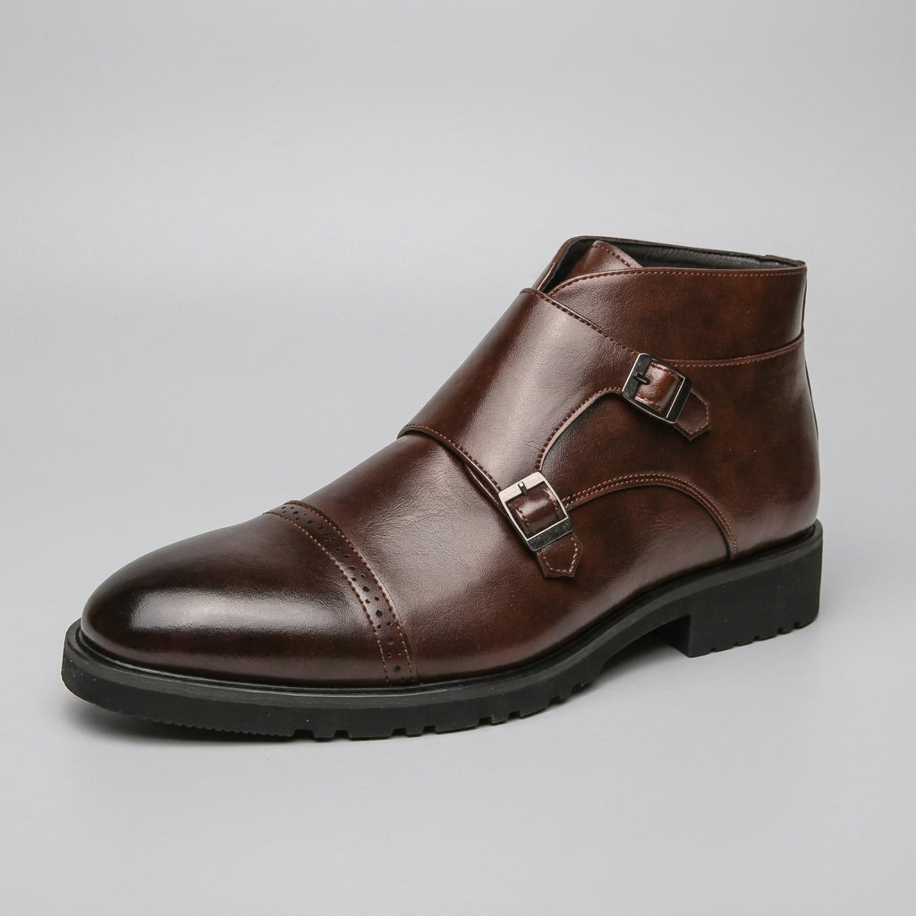 Men's Leather Monk Strap Ankle Boots