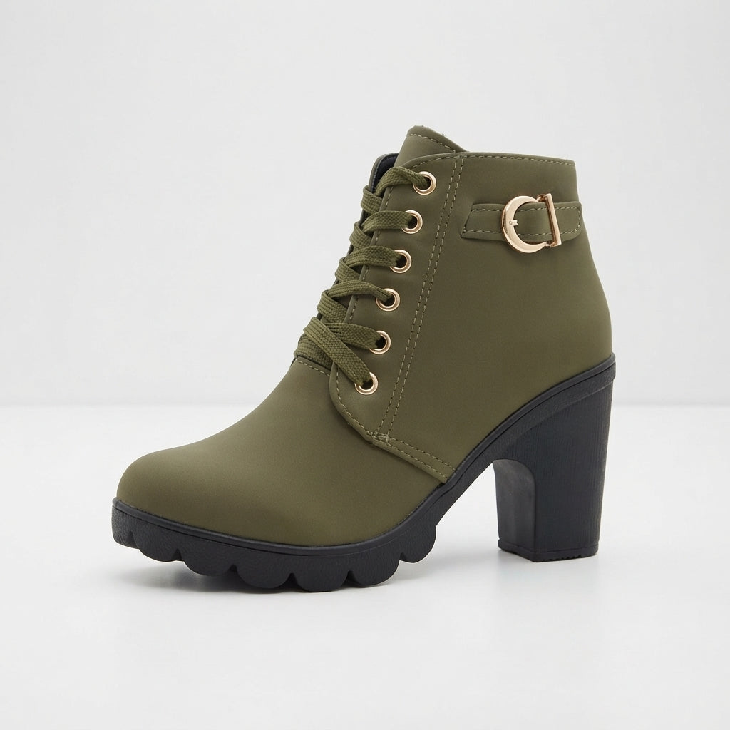 Women's Comfortable Heeled Platform Ankle Boots