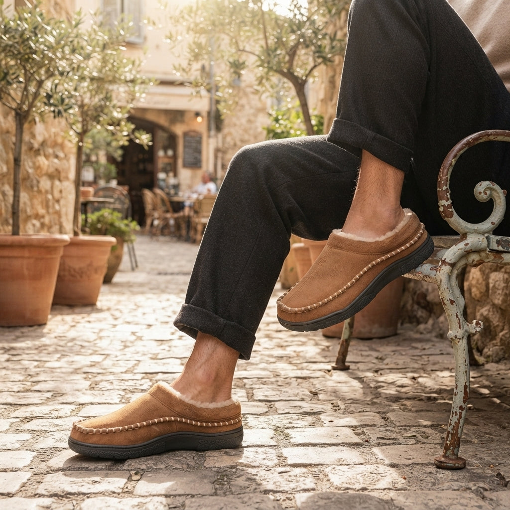 Men's Orthopedic Wide Fit Suede Moccasin Slippers