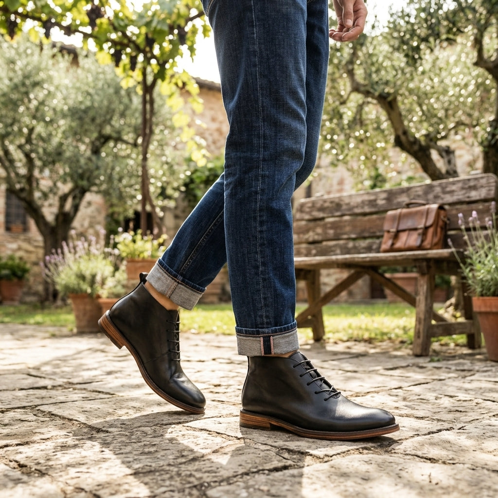 Men's Leather Slip-on Ankle Boots