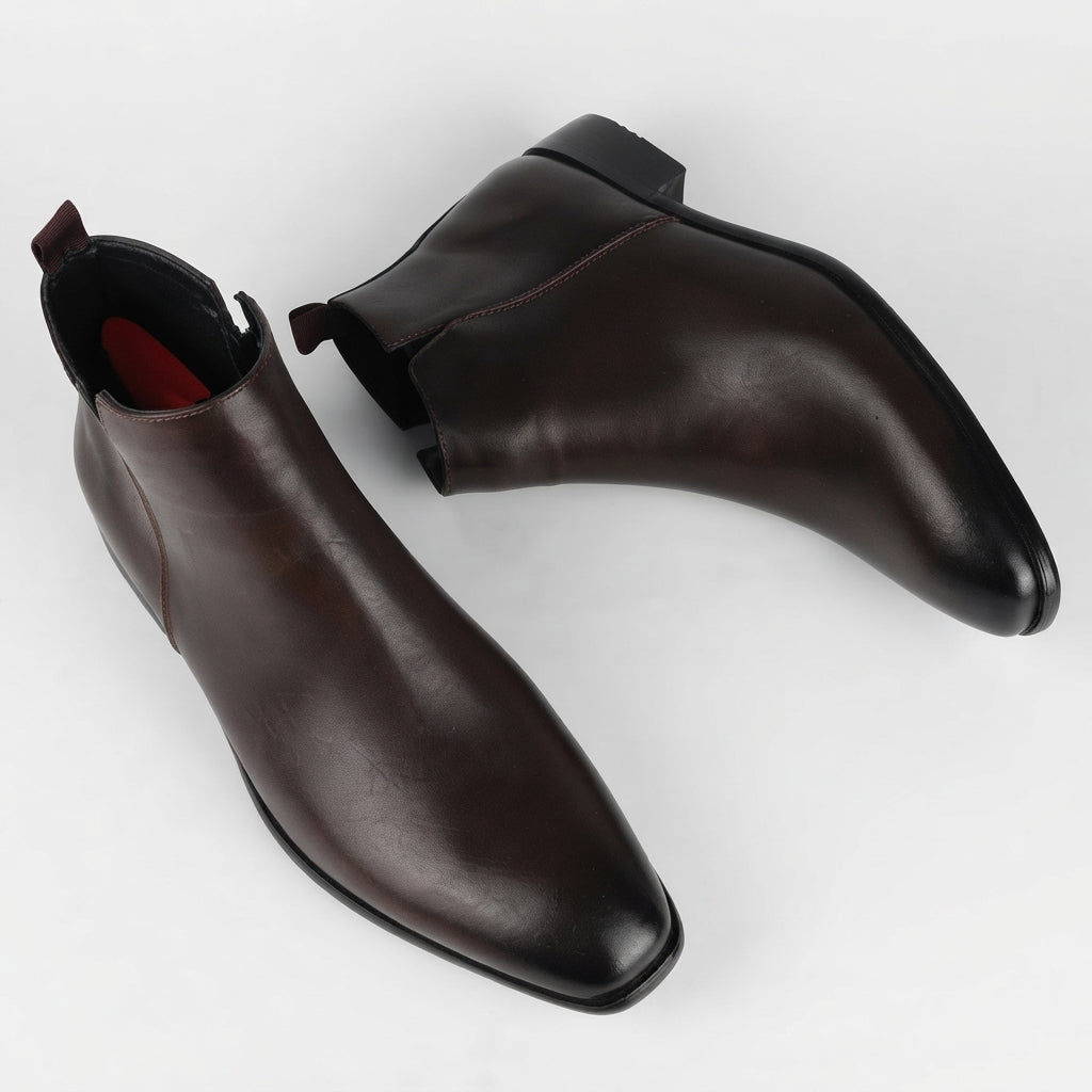 Men's Polished Leather Ankle Boots