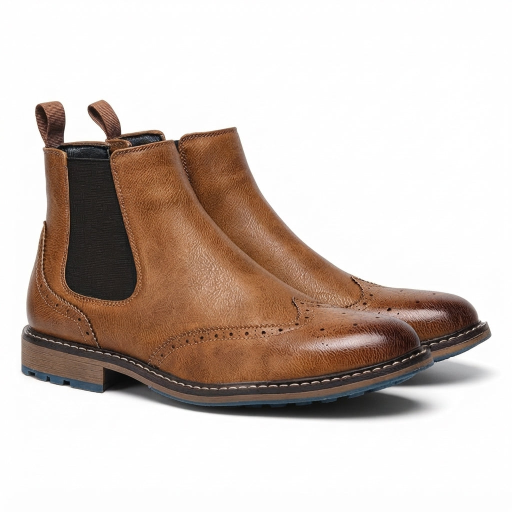 Men's Polished Brogue Chelsea Boots