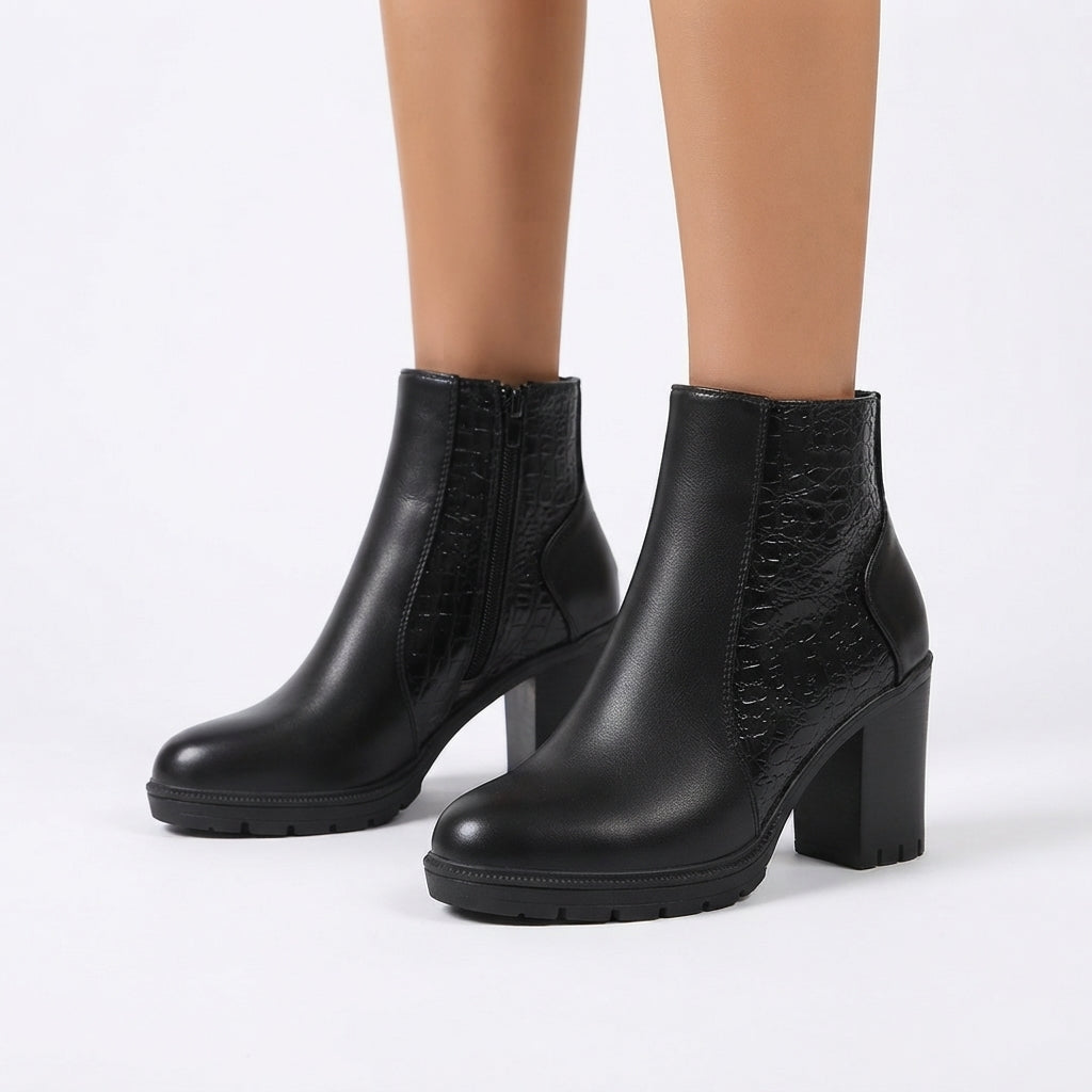 Women's Croc Heeled Ankle Boots