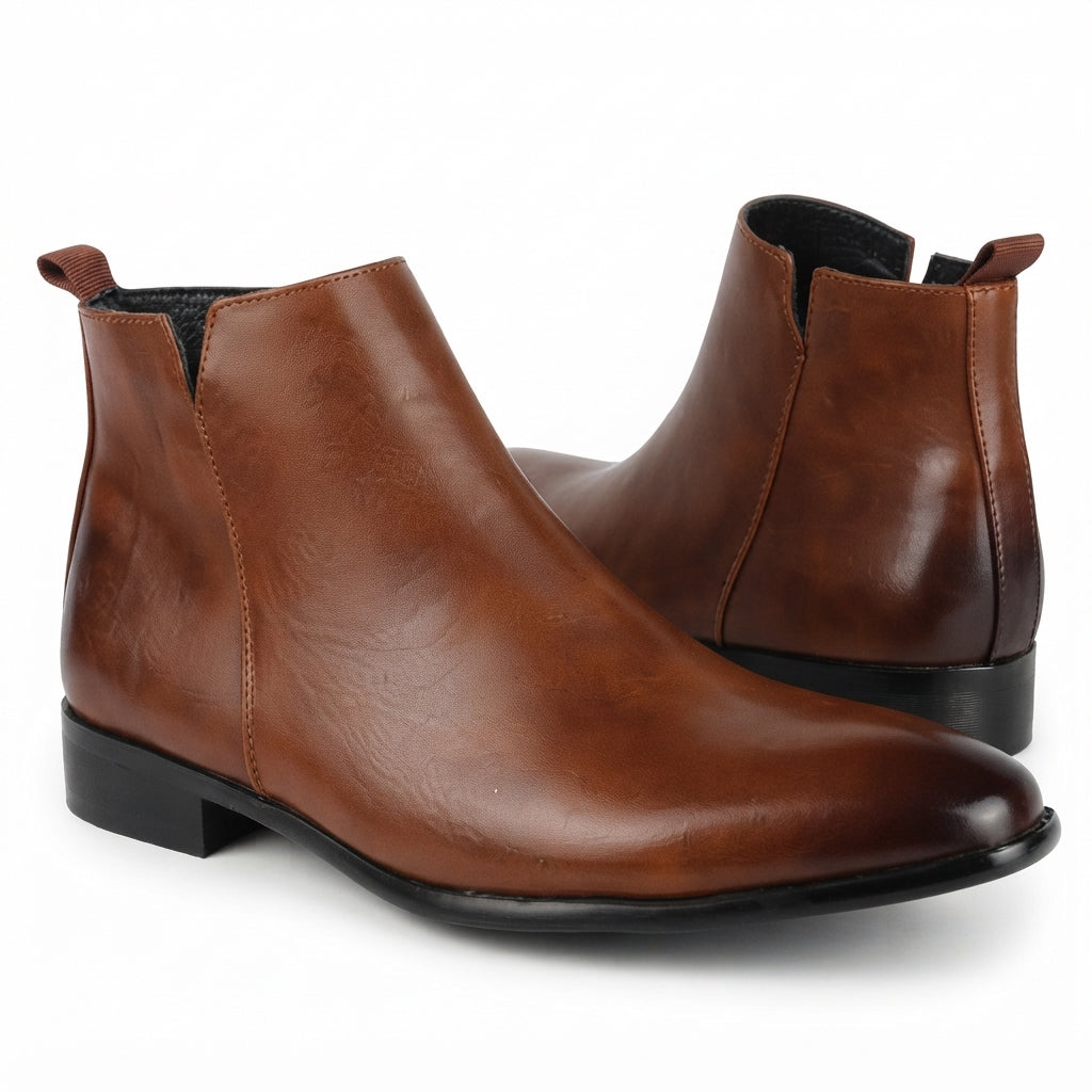 Men's Polished Leather Ankle Boots