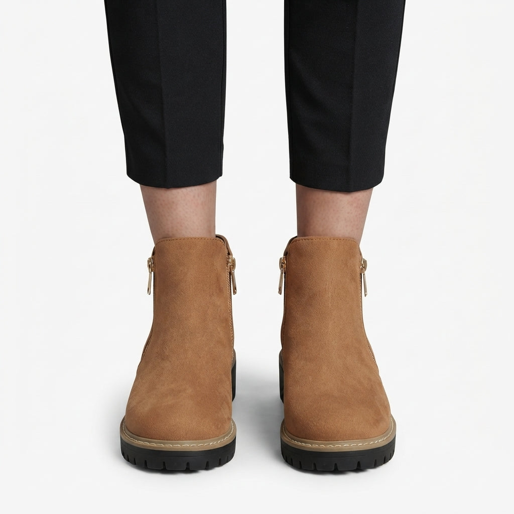 Women's Orthopedic Side Zip Heeled Ankle Boots