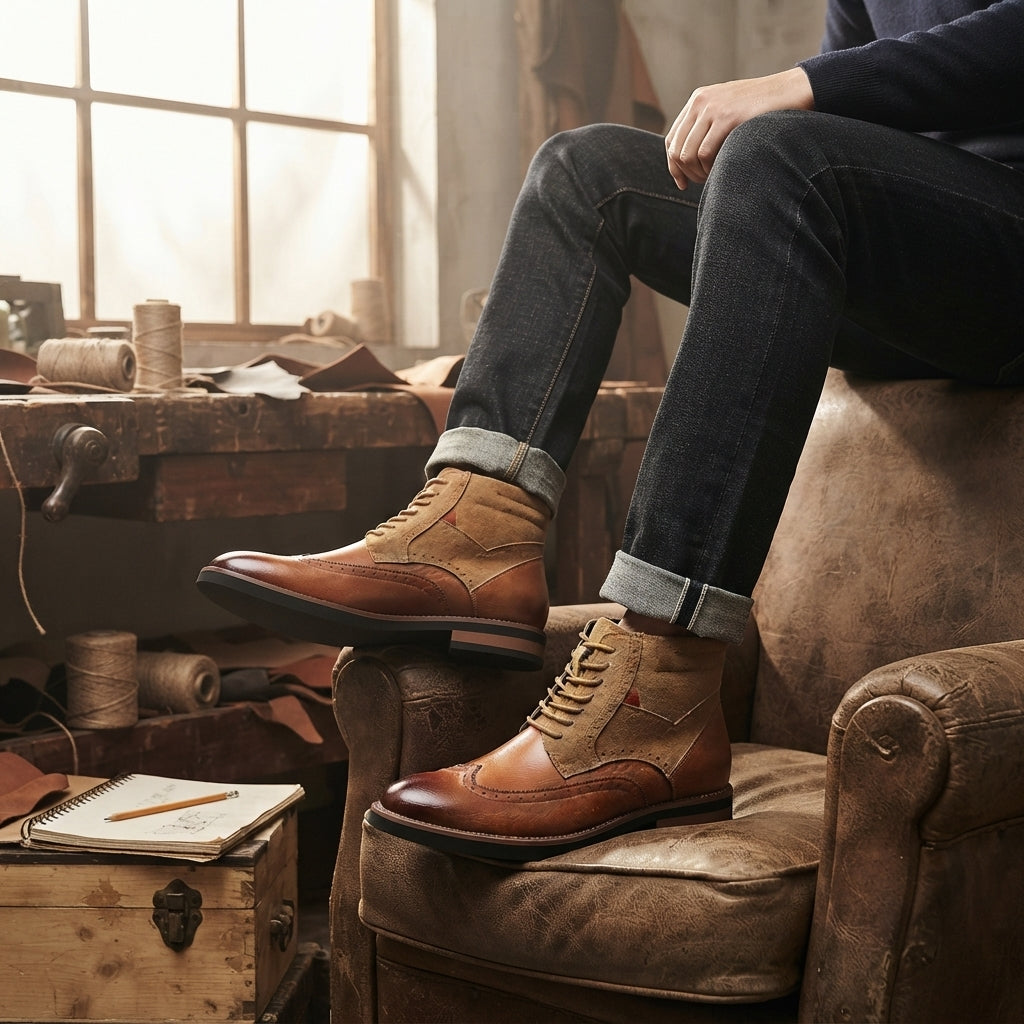 Men's Refined Wingtip Ankle Boots