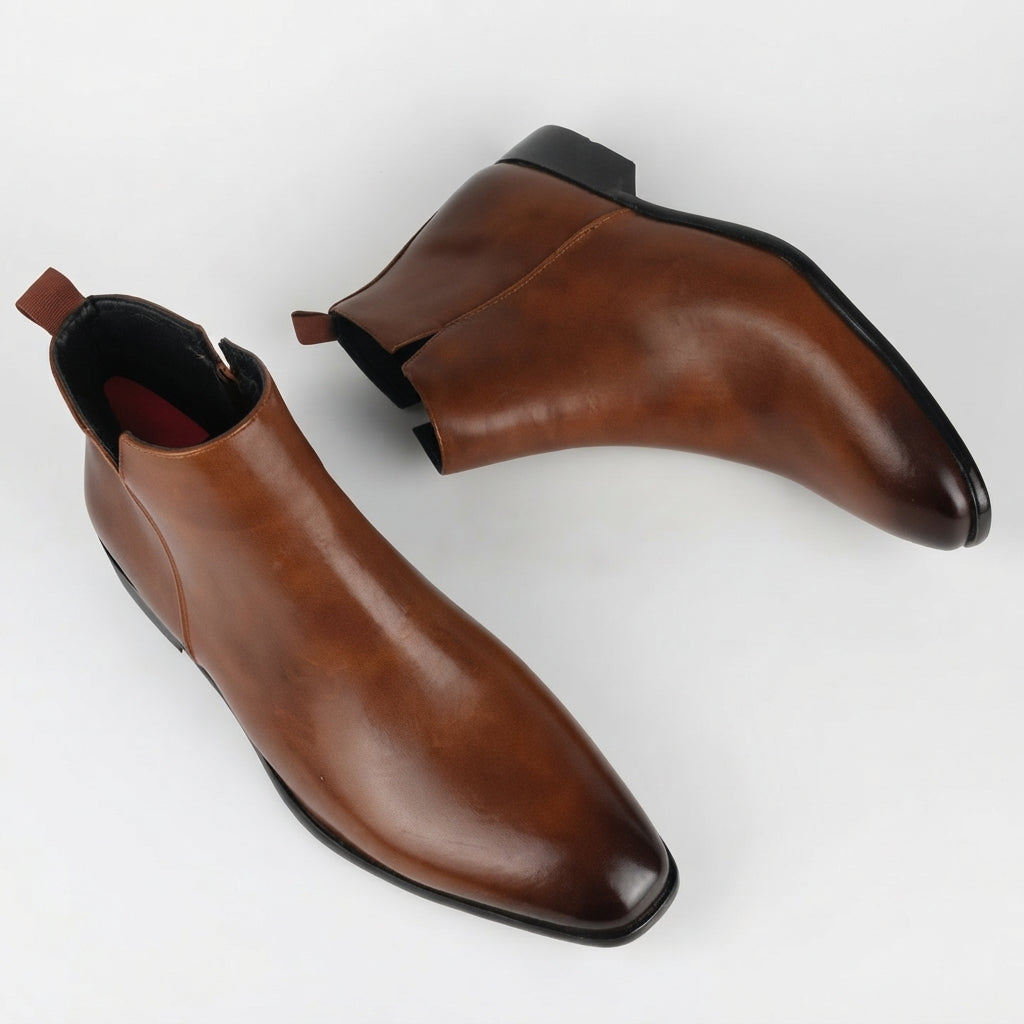 Men's Polished Leather Ankle Boots