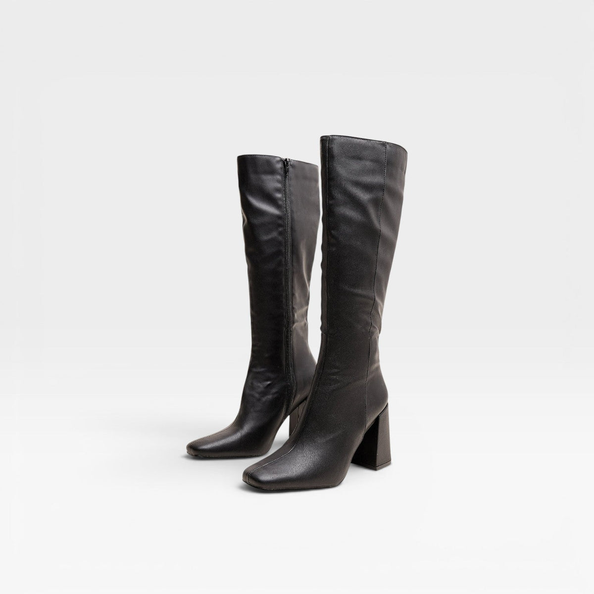 Women's Knee High Block Heel Boots – Elegant Square Toe Zip Up for Everyday and Special Occasions