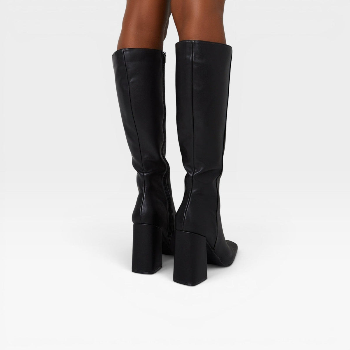 Women's Knee High Block Heel Boots – Elegant Square Toe Zip Up for Everyday and Special Occasions