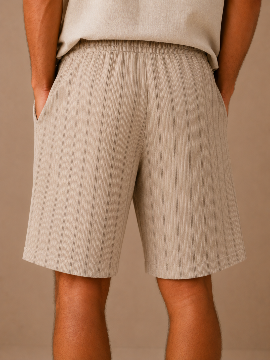 Men's Linen Style Drawstring Shorts – Striped Relaxed Fit | Areleon