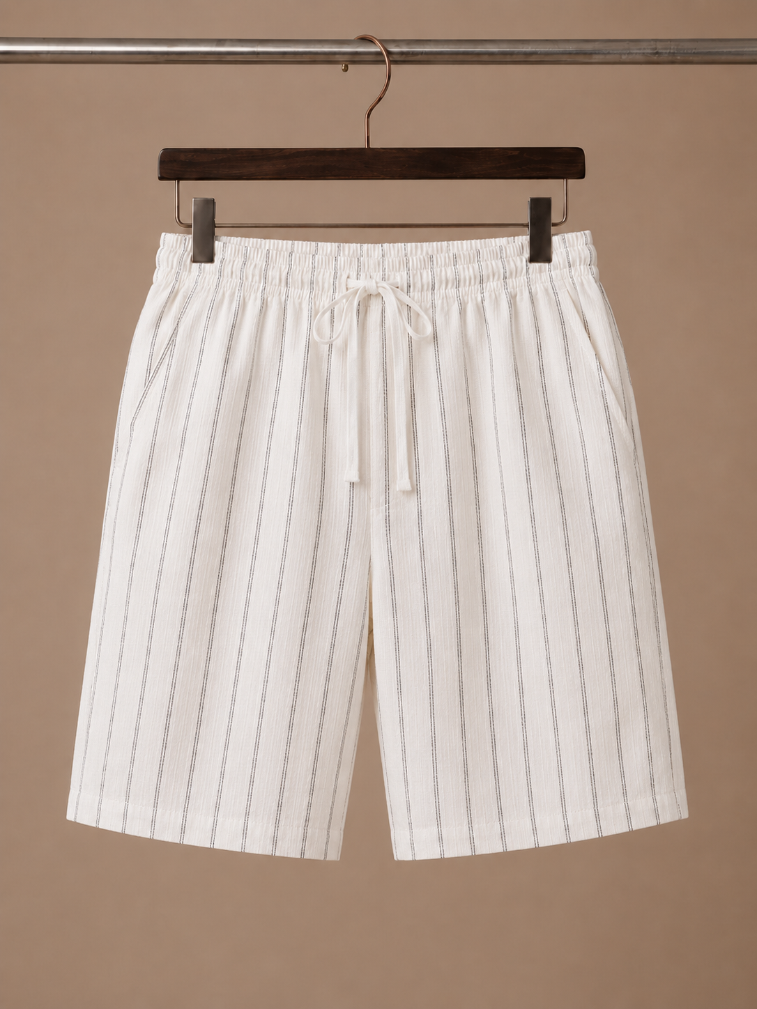 Men's Linen Style Drawstring Shorts – Striped Relaxed Fit | Areleon