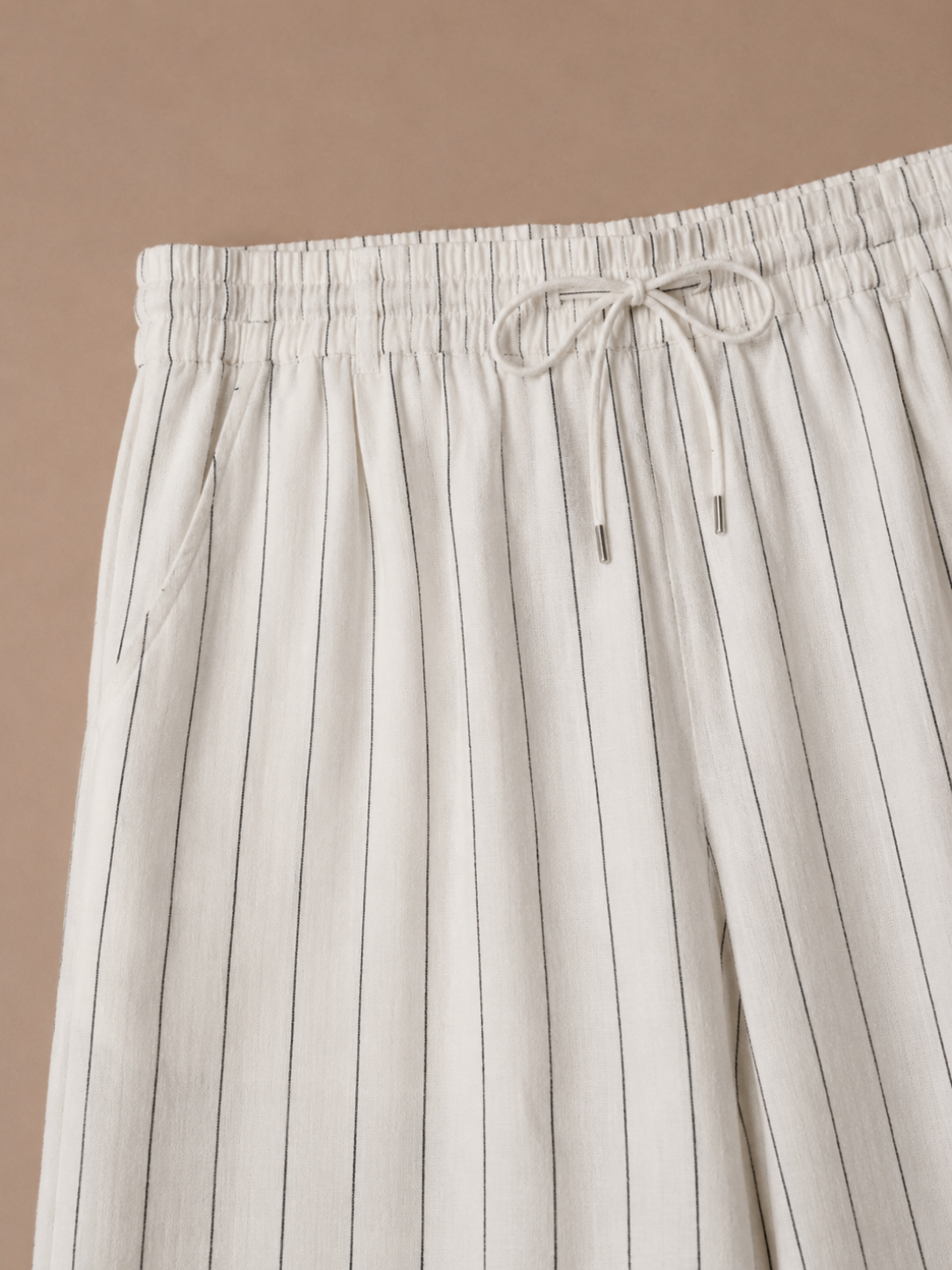 Men's Linen Drawstring Trousers – Striped Casual Fit | Areleon