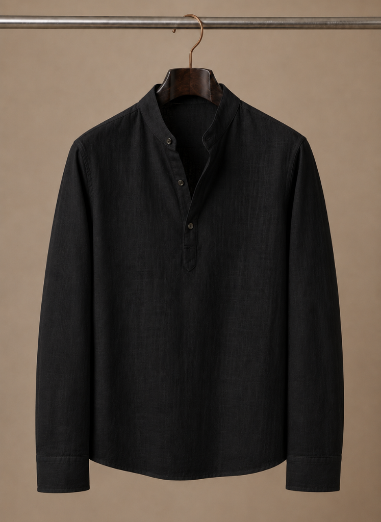 Men's Grandad Collar Linen Style Shirt – Relaxed Casual Fit | Areleon