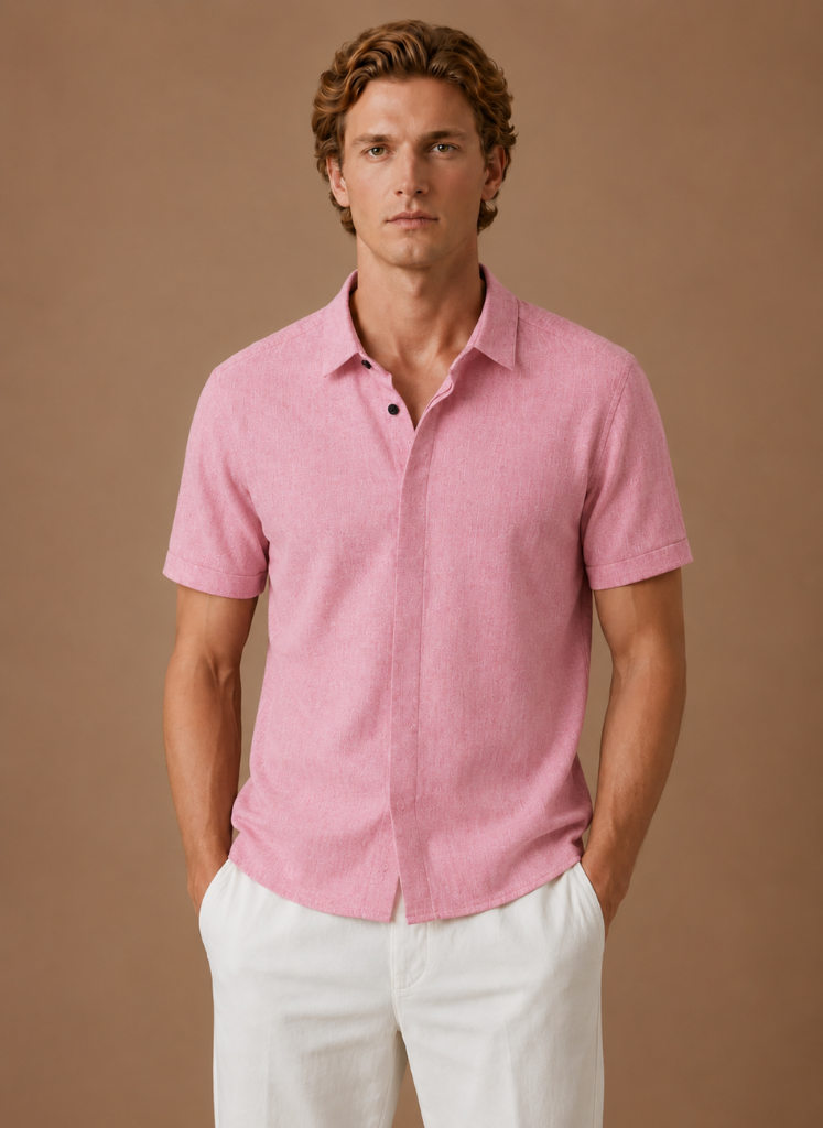 Men's Short Sleeve Linen Style Cotton Shirt – Smart Casual | Areleon