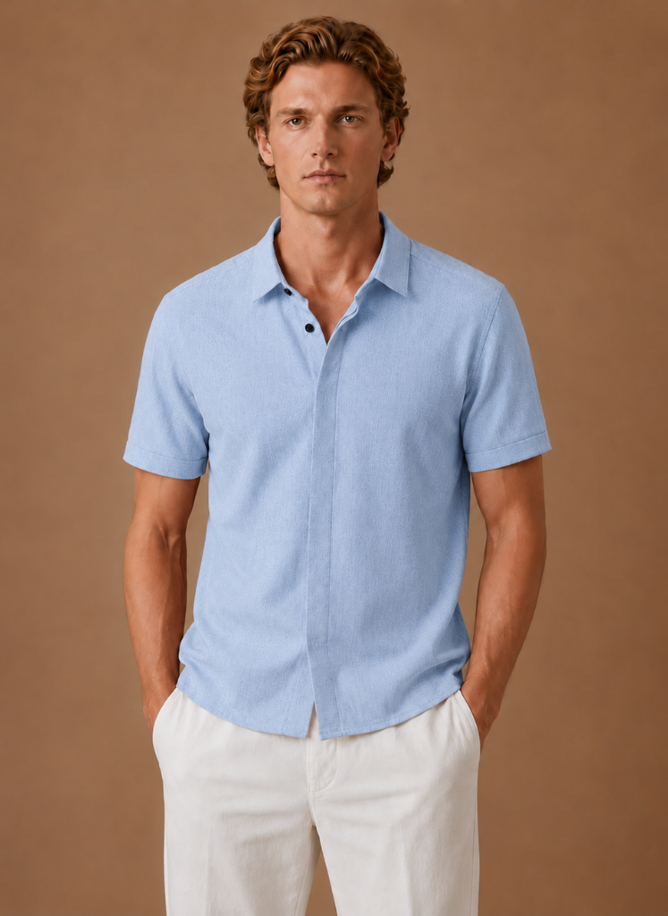 Men's Short Sleeve Linen Style Cotton Shirt – Smart Casual | Areleon