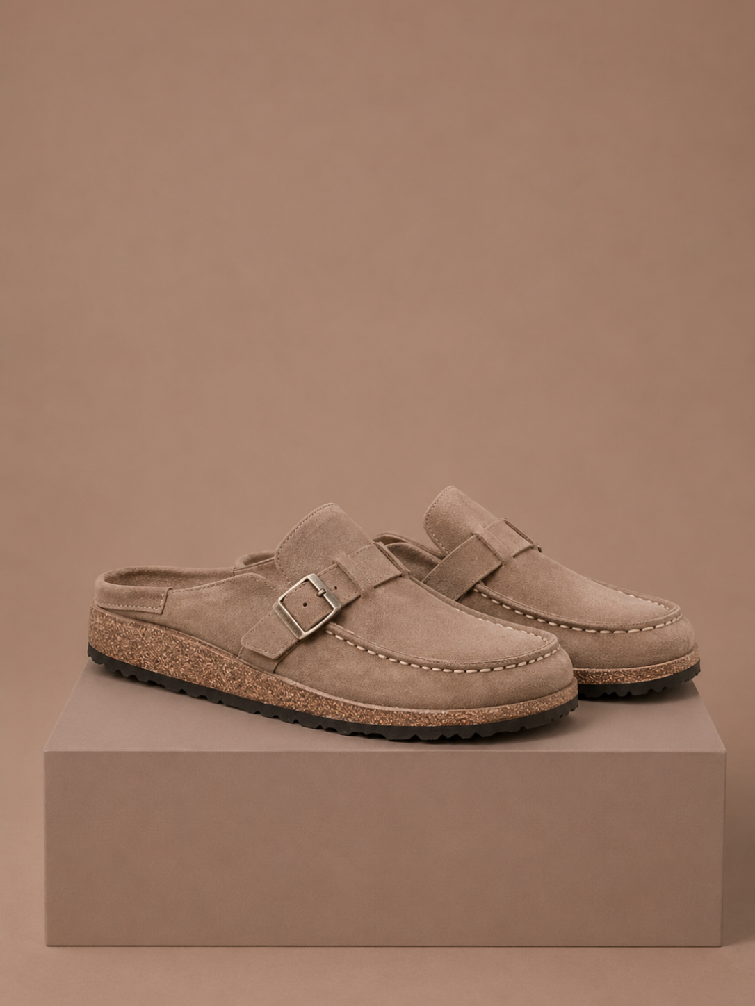 Women's Suede Mule Clogs – Buckle Detail Slip-On | Areleon