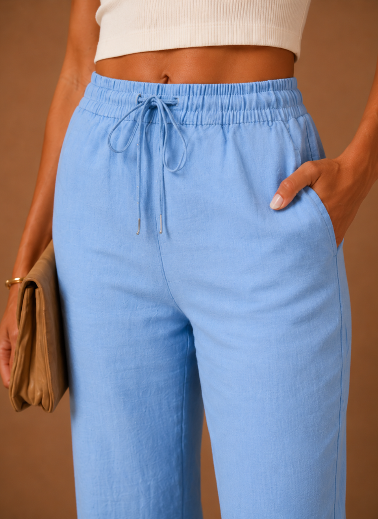 Women's Linen Trousers – Relaxed Elastic Waist Casual | Areleon