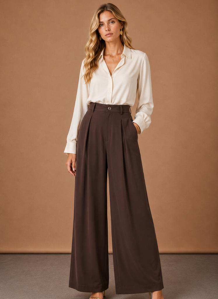 Women's Balloon Trousers – High Waist Pleated Wide Leg | Areleon