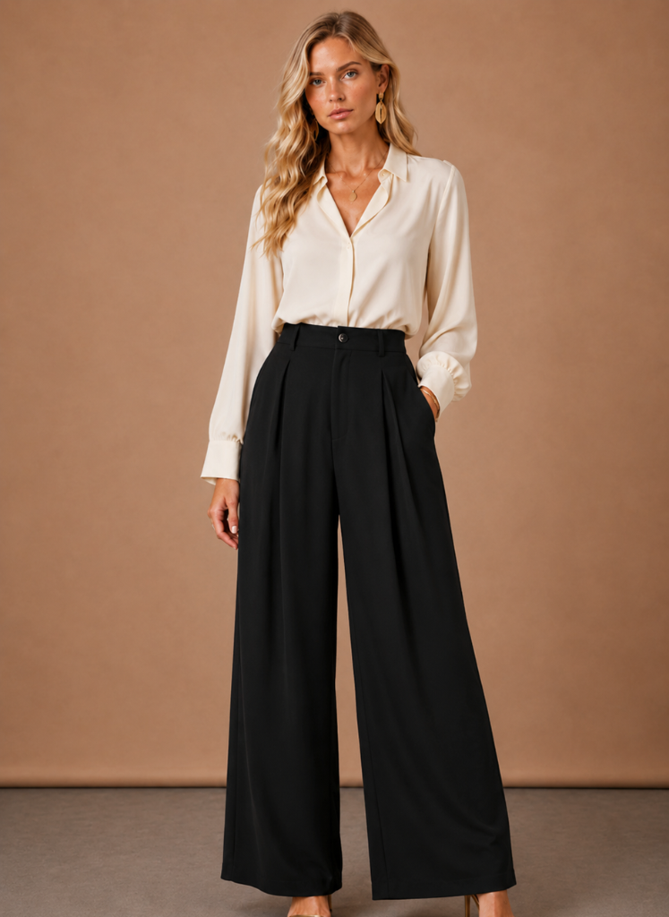 Women's Balloon Trousers – High Waist Pleated Wide Leg | Areleon