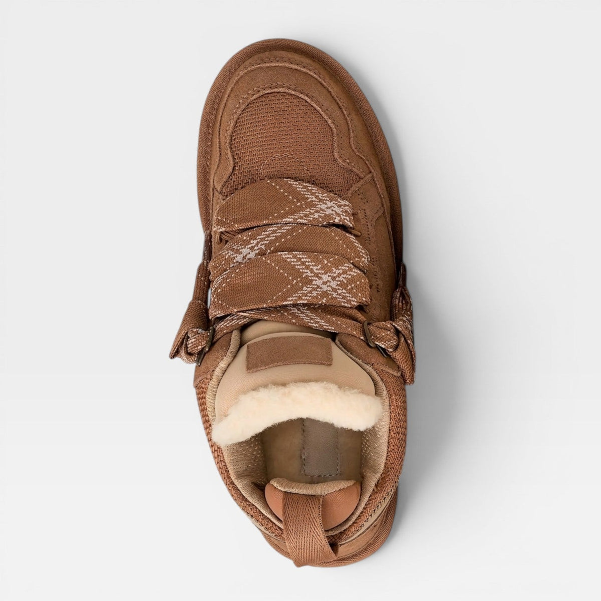 Women's Shearling Lined Sneakers – Cozy Genuine Suede Chunky Trainers