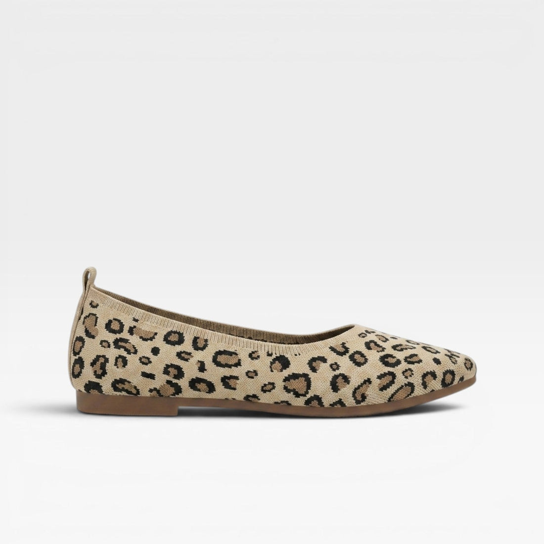 Women's Leopard Print Knit Ballet Flats – Pointed Toe Slip On Comfort Shoes