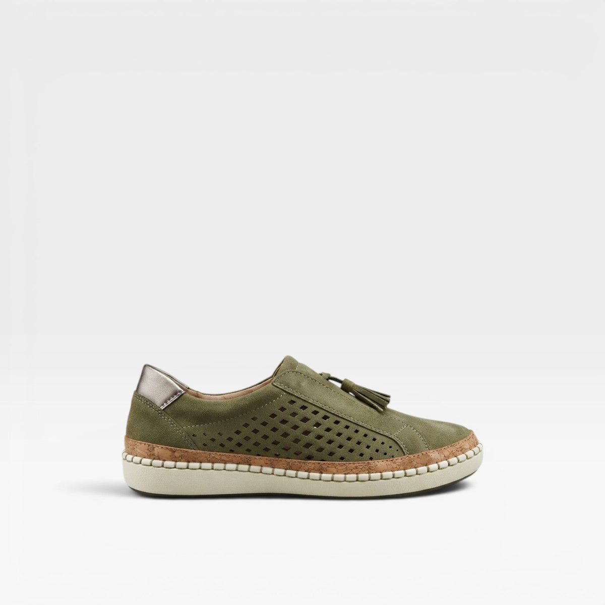 Women's Suede Slip On Trainers – Perforated Tassel Comfortable Everyday Sneakers
