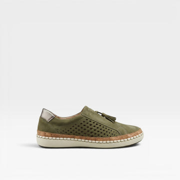 Women's Suede Slip On Trainers – Perforated Tassel Comfortable Everyday Sneakers