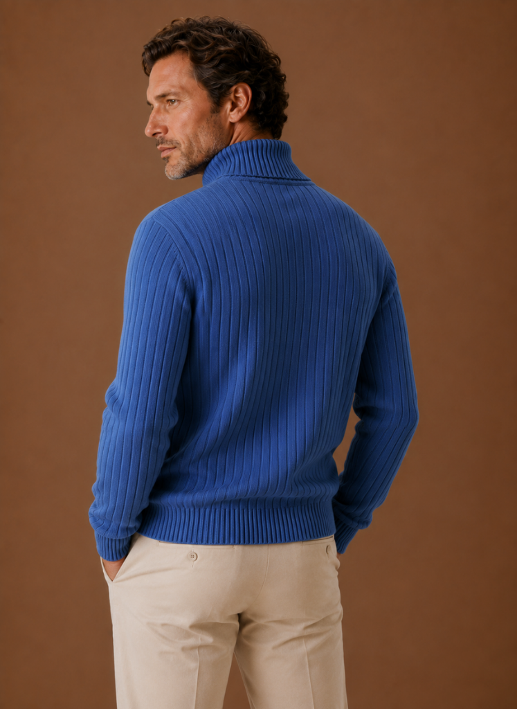 Men's Ribbed Turtleneck Sweater Soft Pullover | Areleon