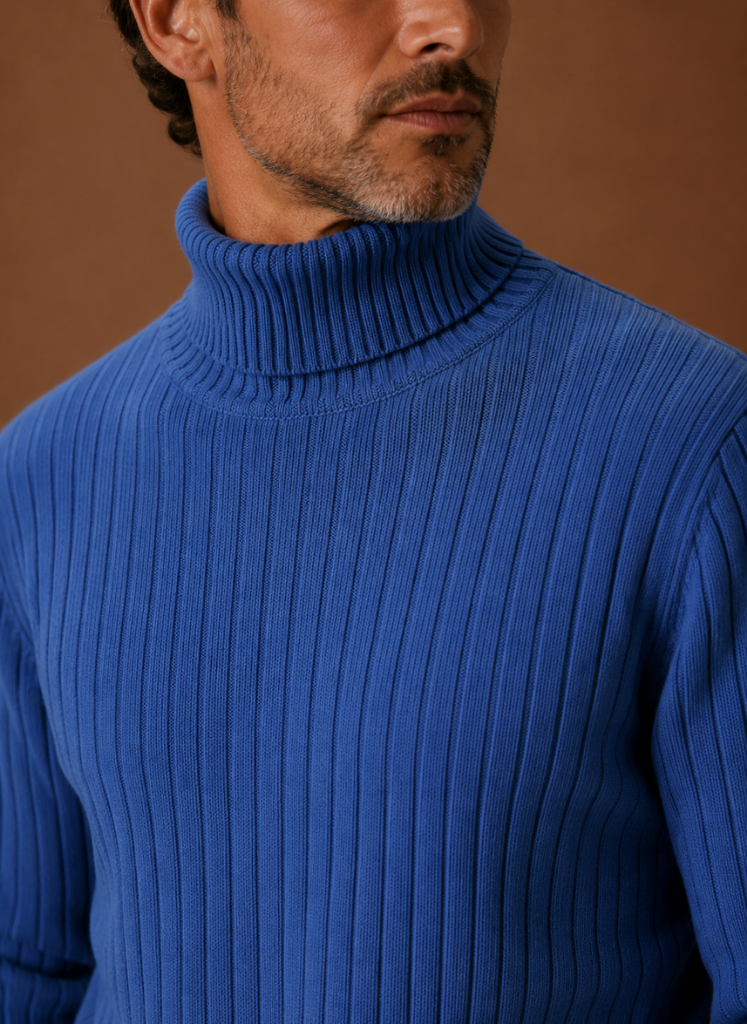 Men's Ribbed Turtleneck Sweater Soft Pullover | Areleon