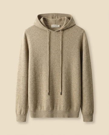 Cashmere-Blend Knit Hoodie Camel