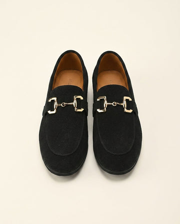 Suede Horsebit Loafer Black