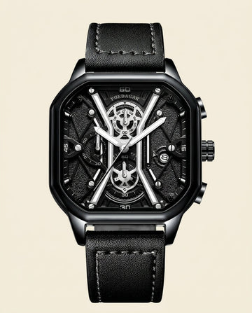 PD Elite Skeleton Square Chronograph Black