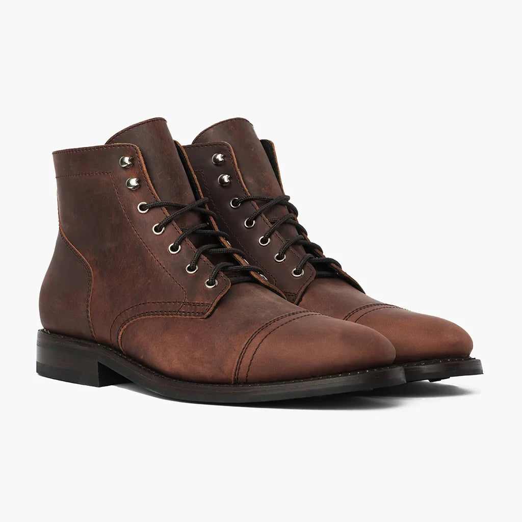 Men's Genuine Leather Cap Toe Boots
