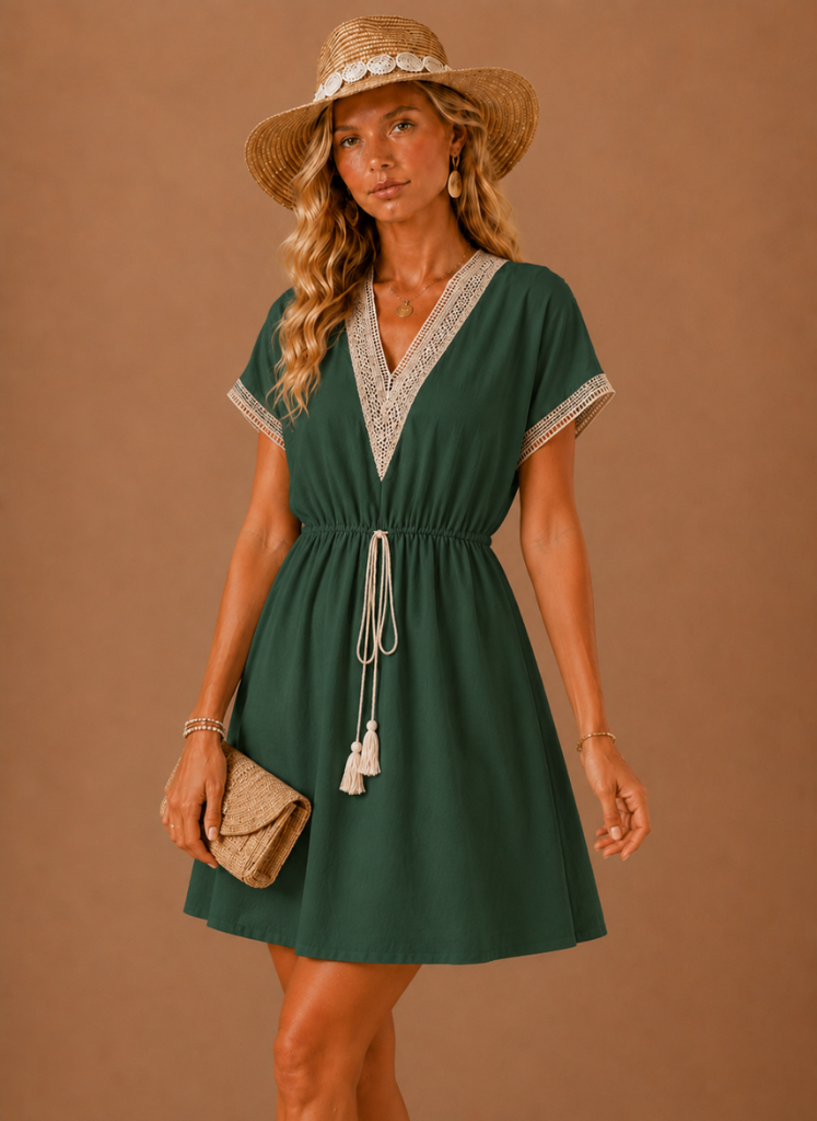 Women’s Crochet Trim Mini Dress – Boho Summer Holiday | Areleon