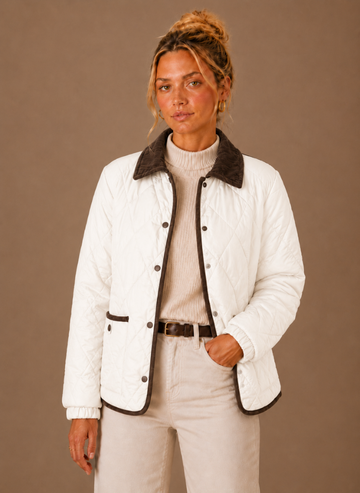 Women's Quilted Puffer Jacket with Corduroy Collar | Areleon