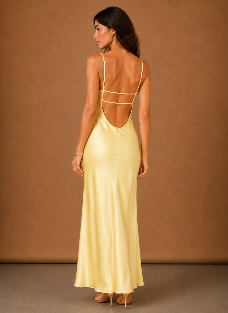 Women’s Satin Cowl Neck Maxi Dress – Elegant Evening Occasion | Areleon