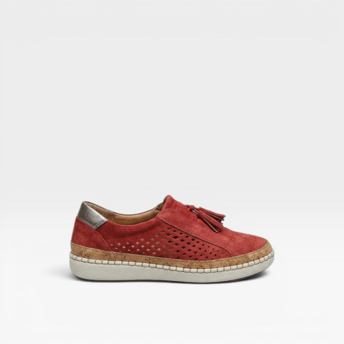 Women's Suede Slip On Trainers – Perforated Tassel Comfortable Everyday Sneakers